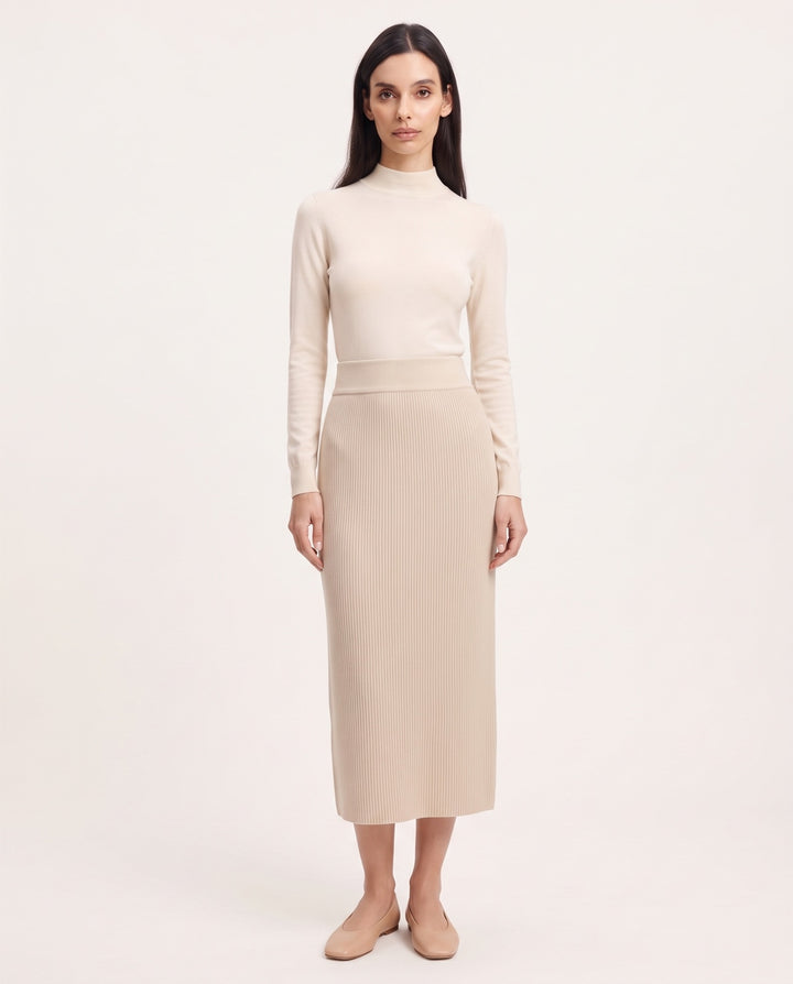 Ribbed Knit Midi Skirt