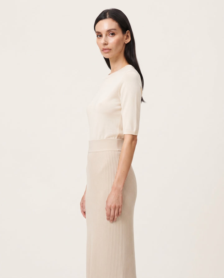 Ribbed Knit Midi Skirt