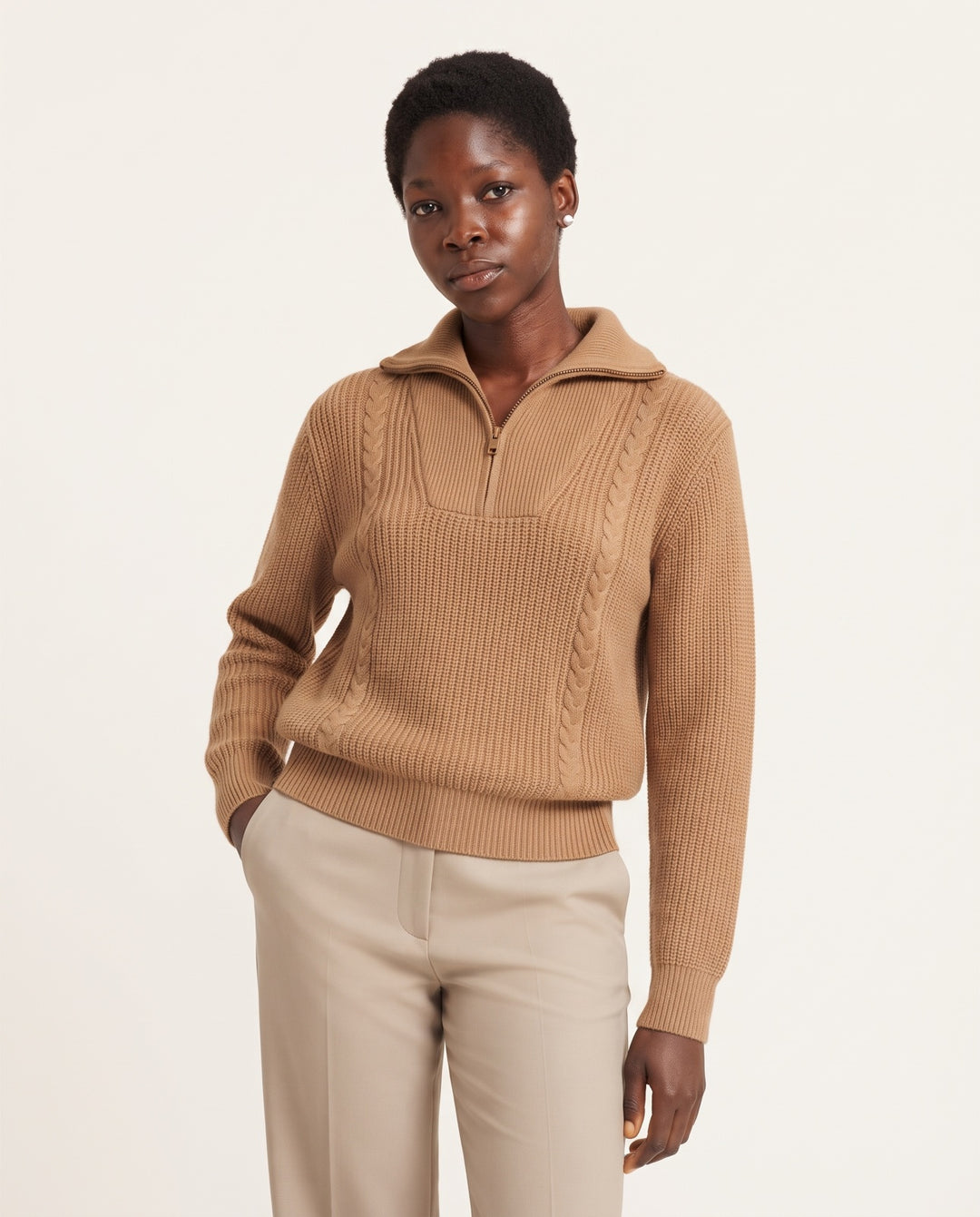 Cable Rib Half-Zip Pullover