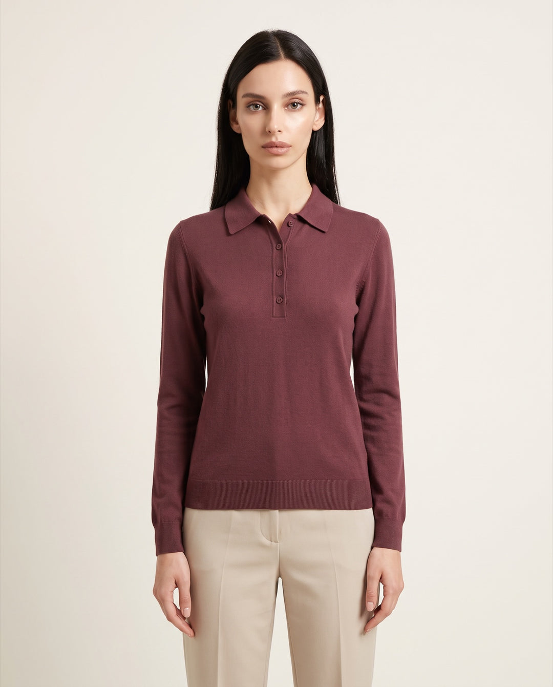 Long-Sleeve Knit Polo