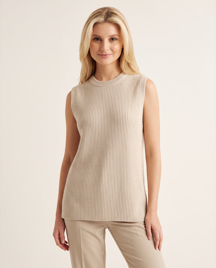 Longline Ribbed Sweater Vest