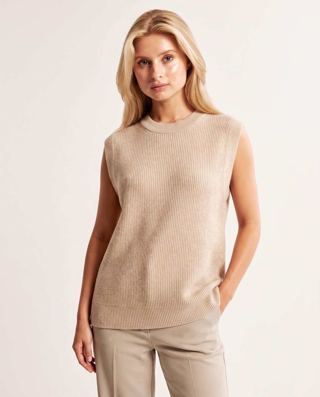 Longline Ribbed Sweater Vest