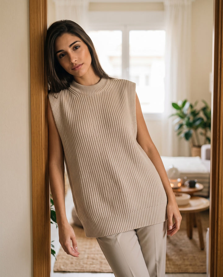 Longline Ribbed Sweater Vest