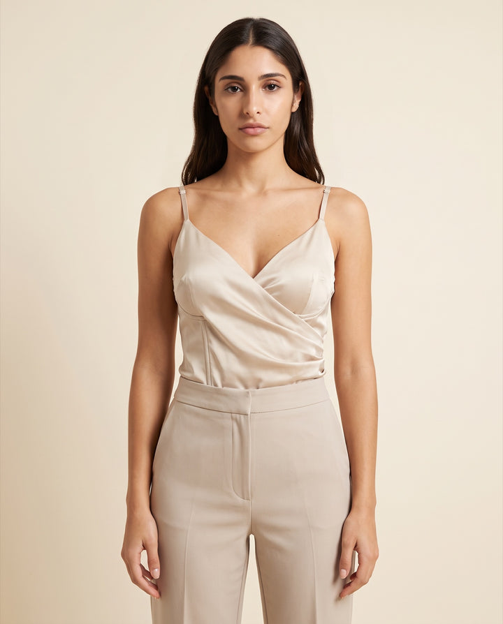 Satin Cross-Wrap Cami