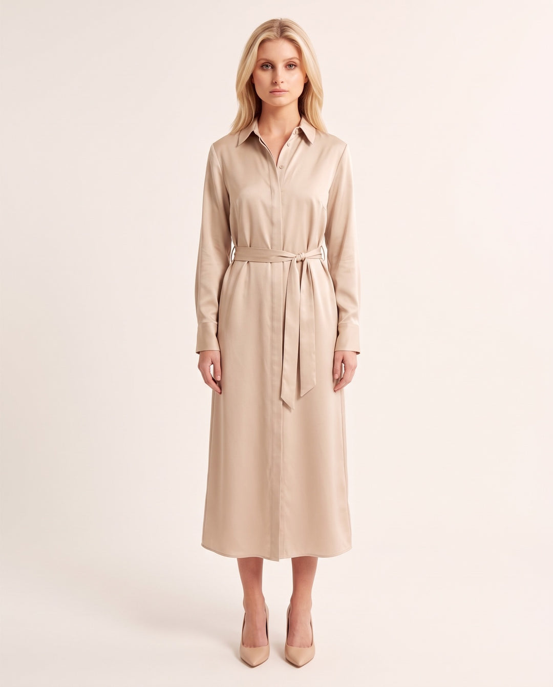 Matte Satin Shirt Dress
