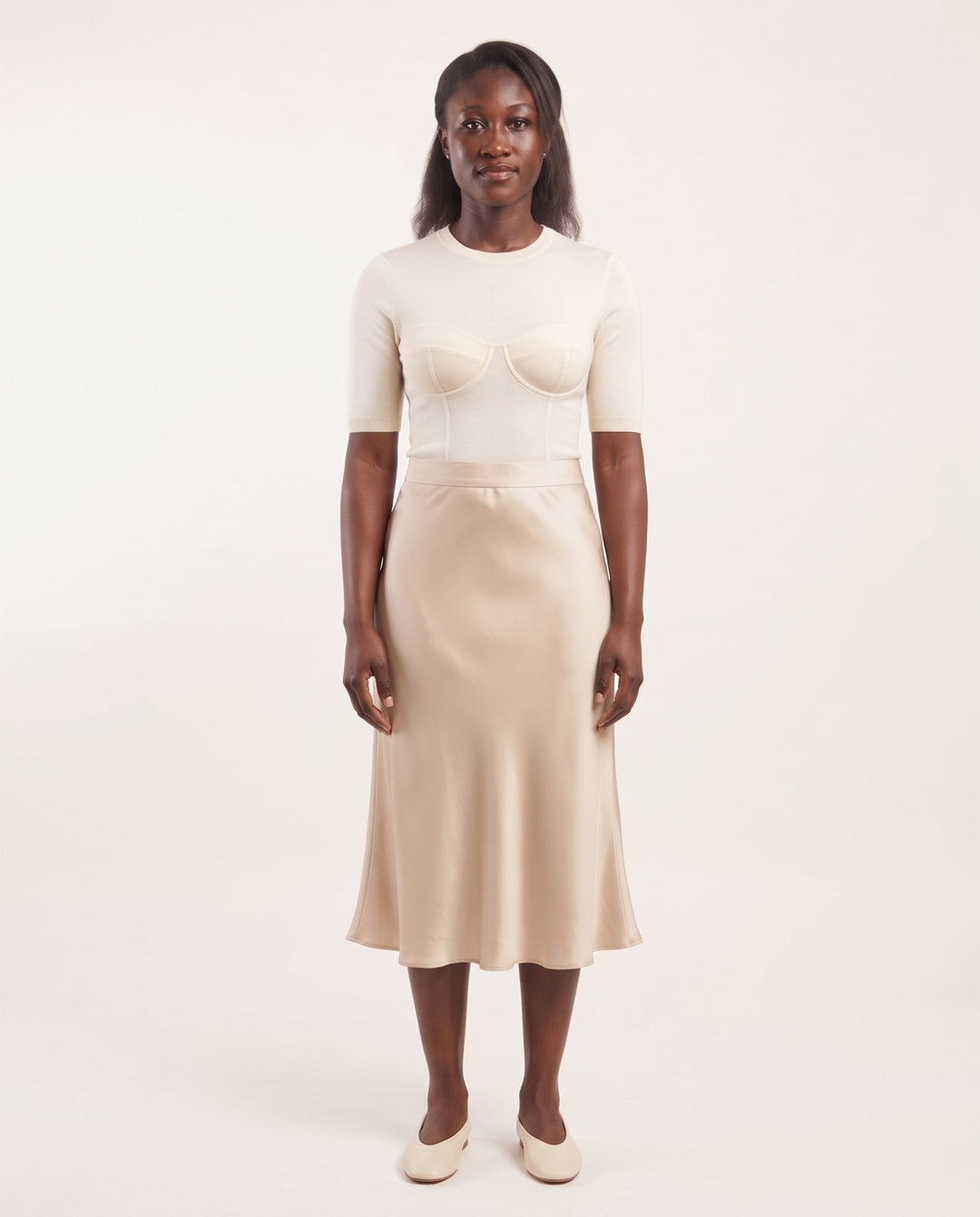 Bias Satin Midi Skirt