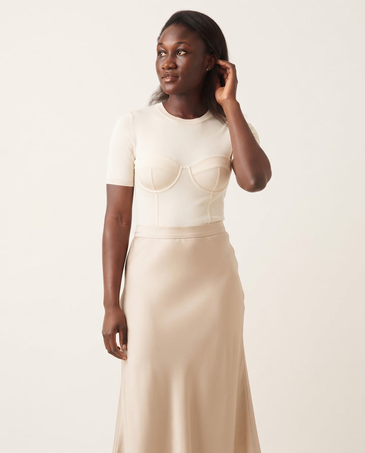 Bias Satin Midi Skirt