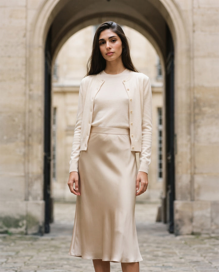 Bias Satin Midi Skirt