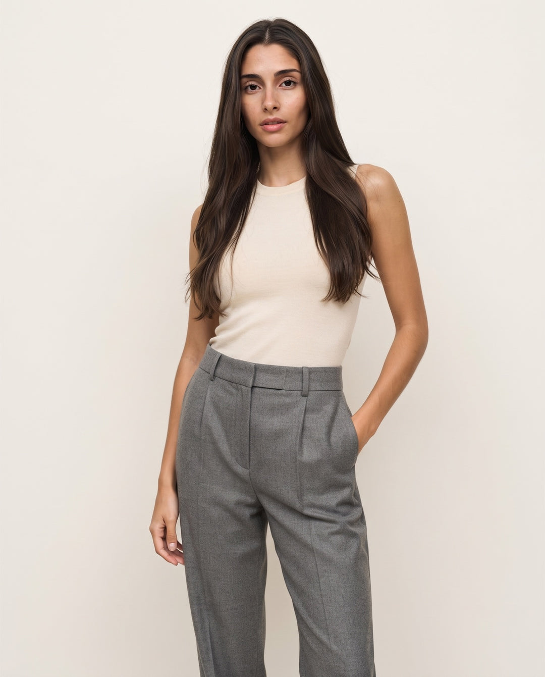 Tapered Pleat-Front Trouser