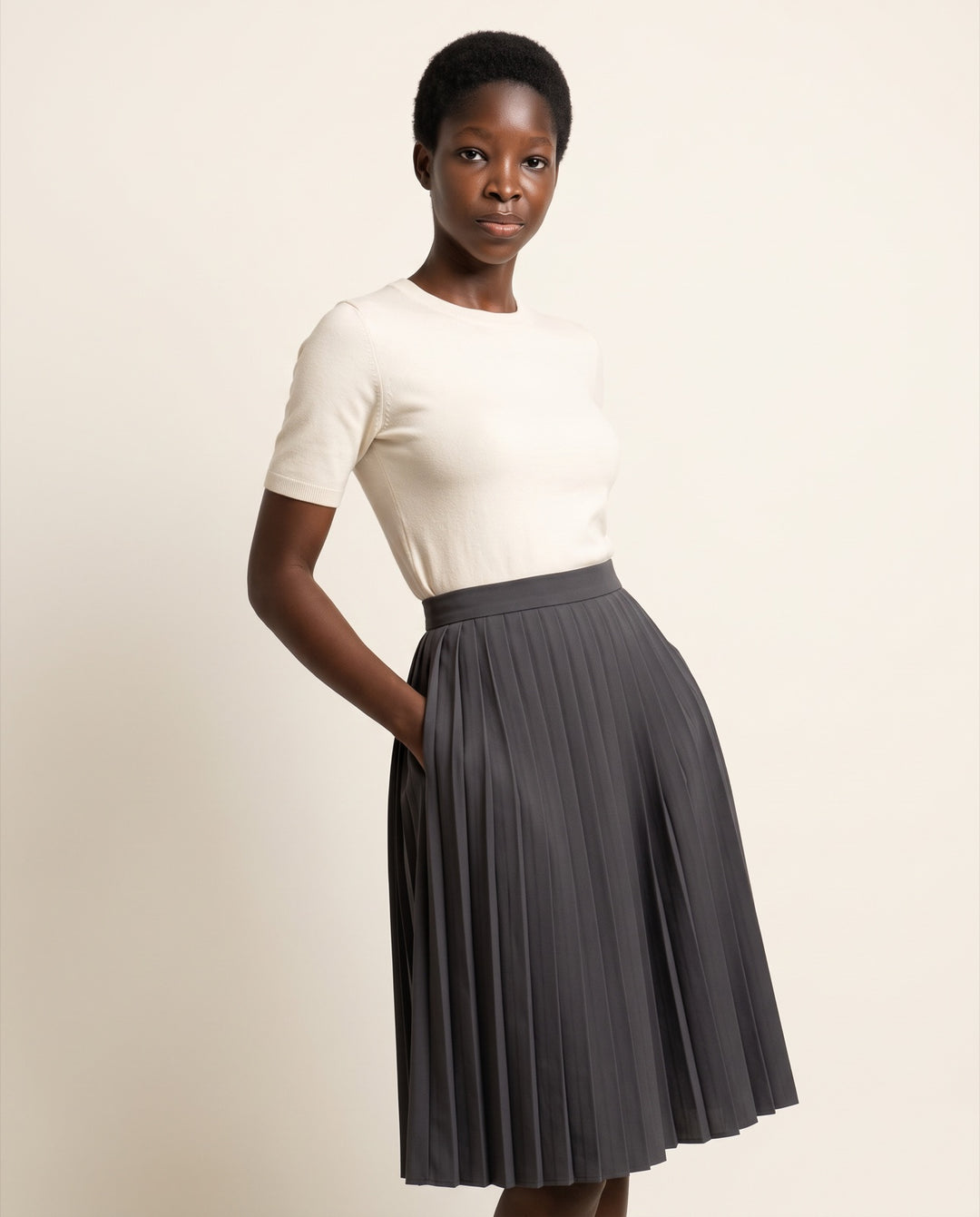 Pleated Midi Skirt