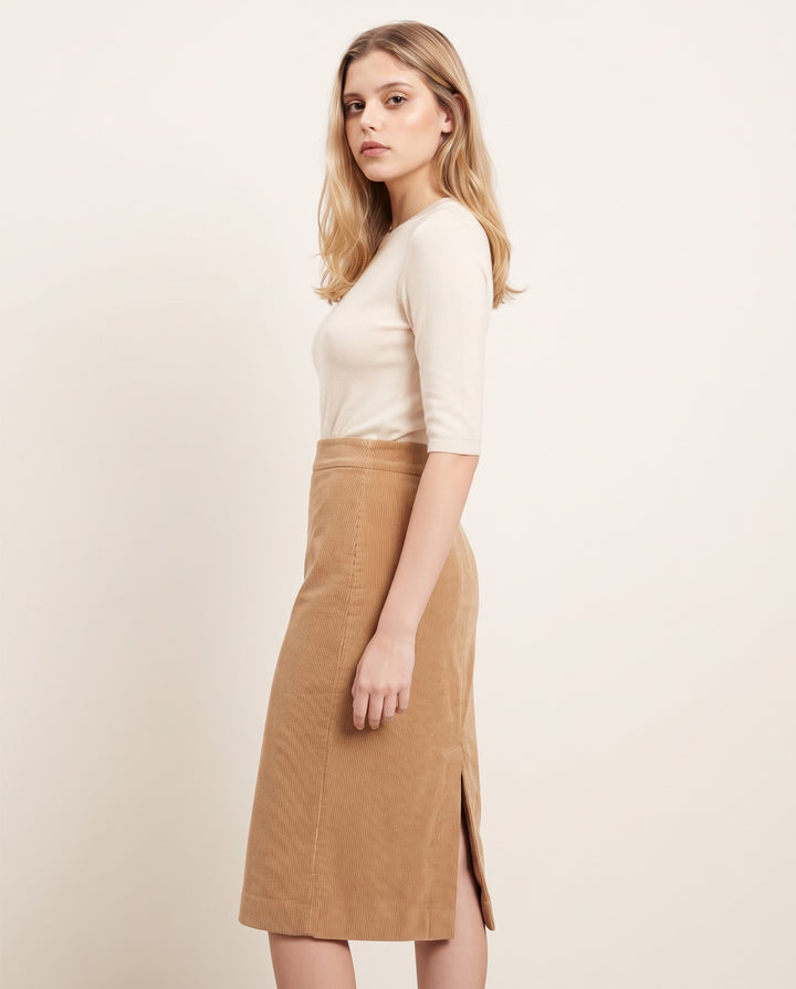 Fine-Wale Corduroy Midi Skirt