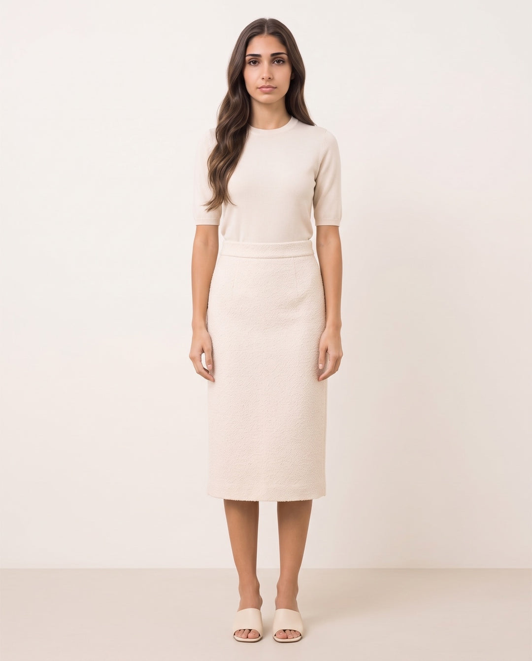 Bouclé Pencil Midi Skirt