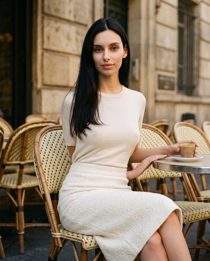 Bouclé Pencil Midi Skirt