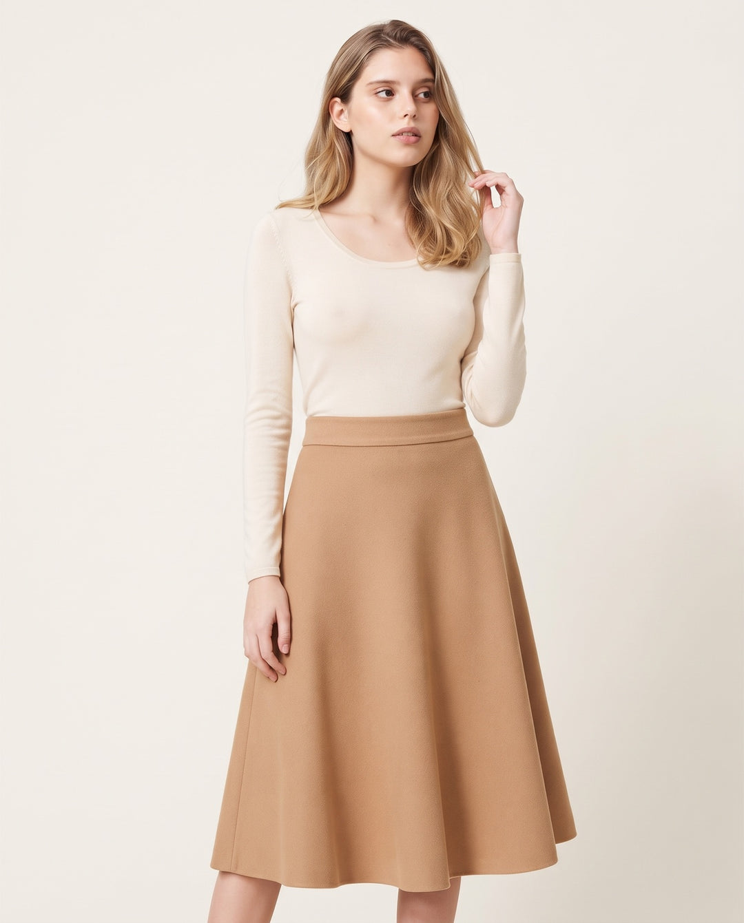 A-Line Wool-Look Midi Skirt