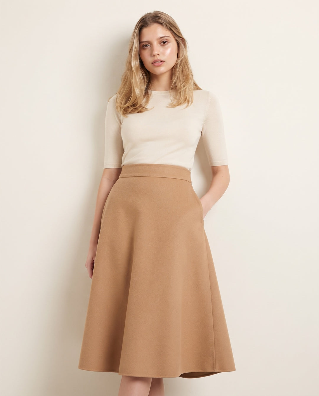 A-Line Wool-Look Midi Skirt