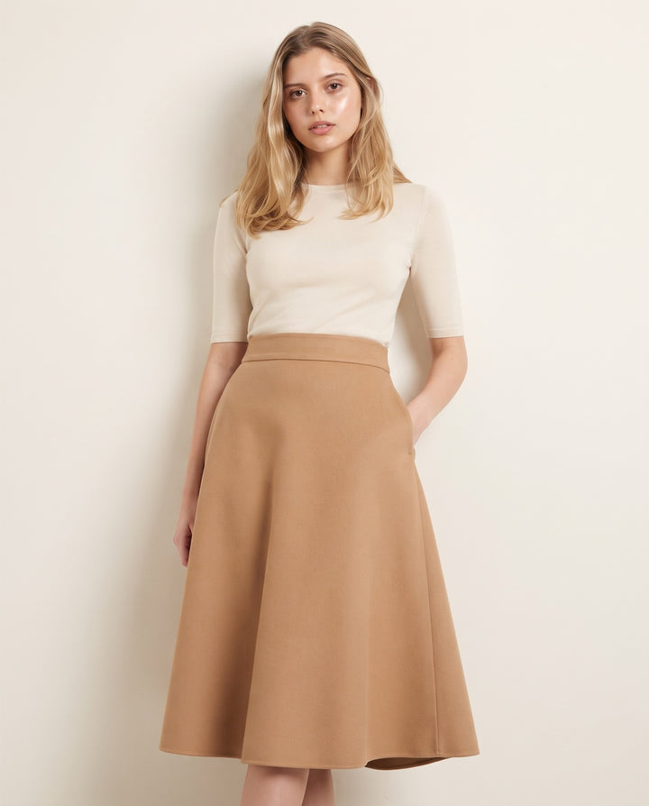 A-Line Wool-Look Midi Skirt