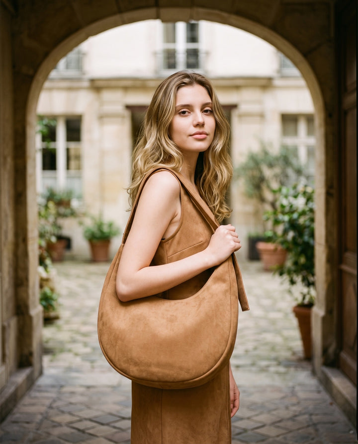 Suede-Look Slouchy Hobo Bag