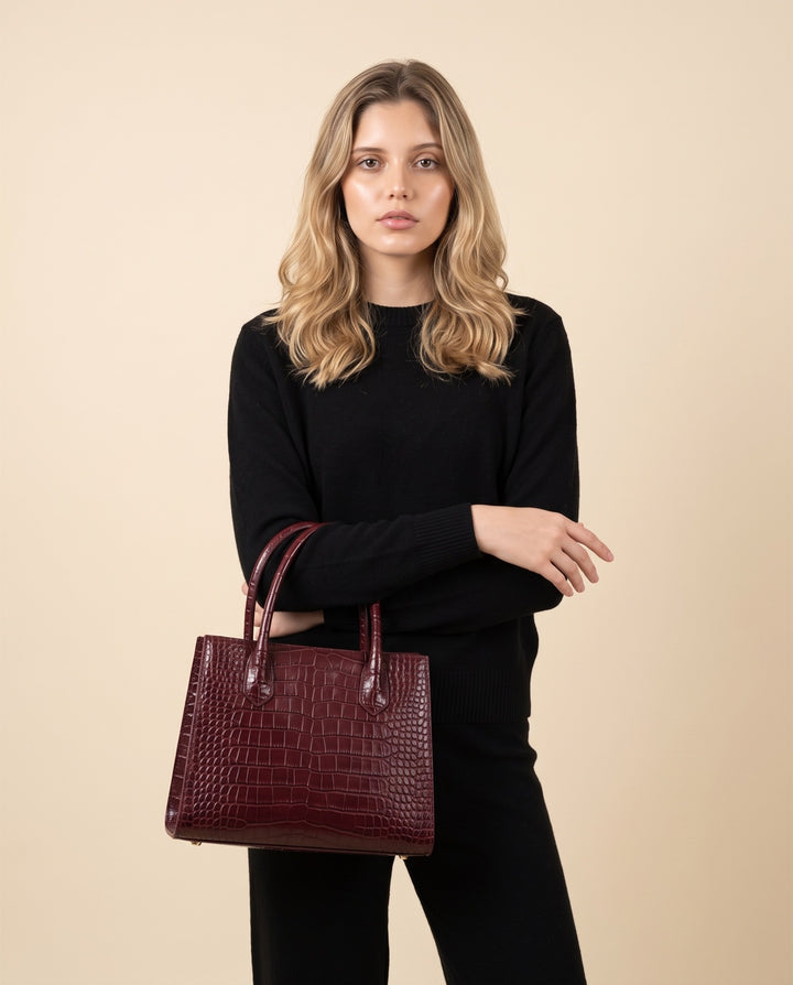 Croc-Embossed Handbag