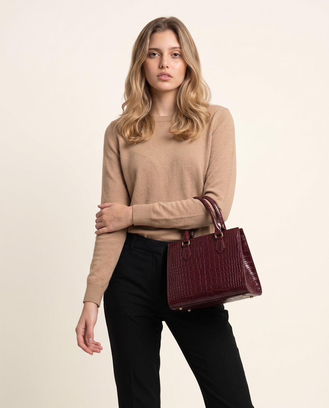 Croc-Embossed Handbag