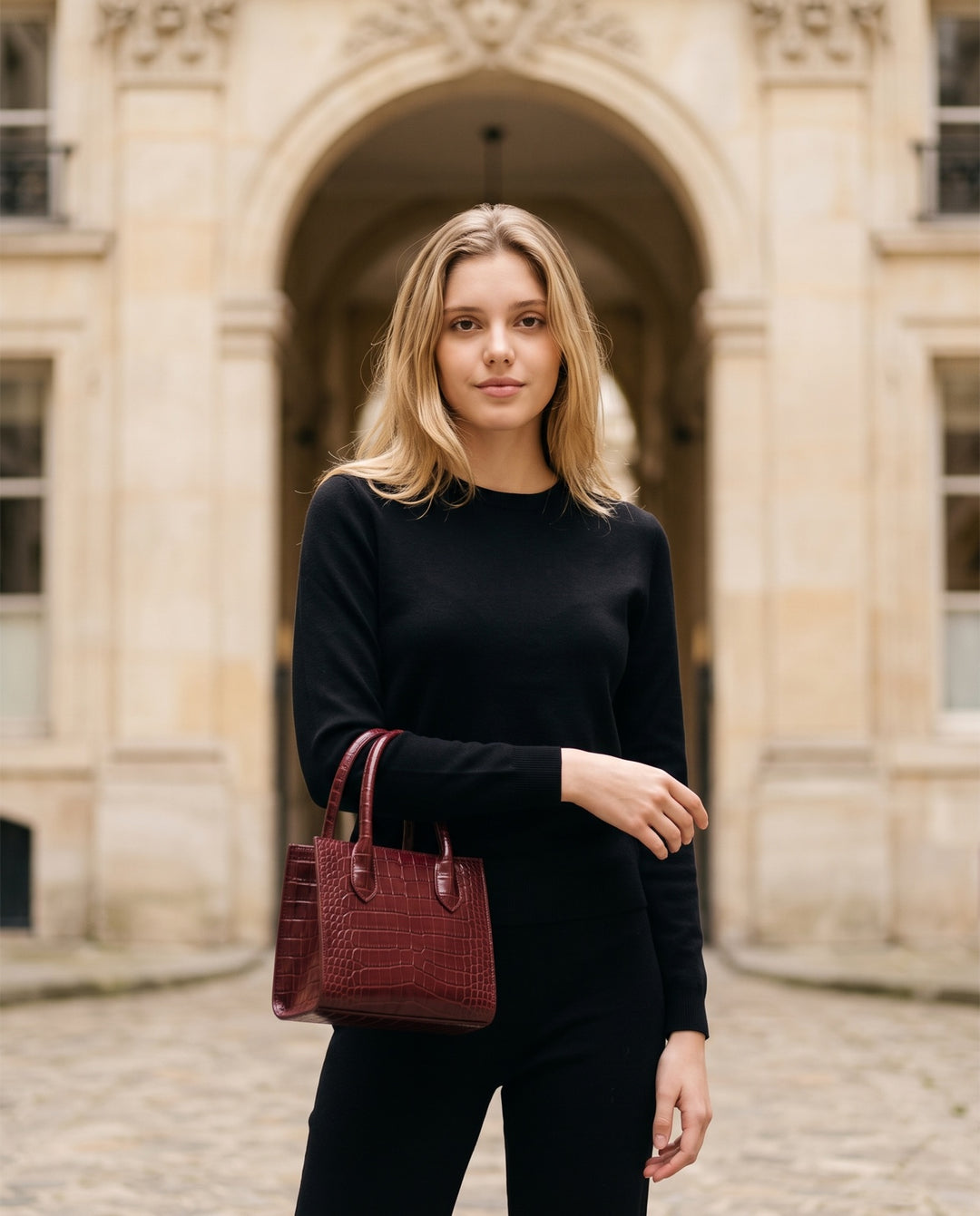 Croc-Embossed Handbag