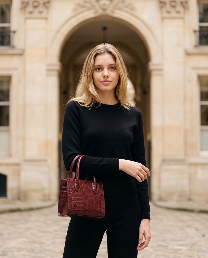 Croc-Embossed Handbag