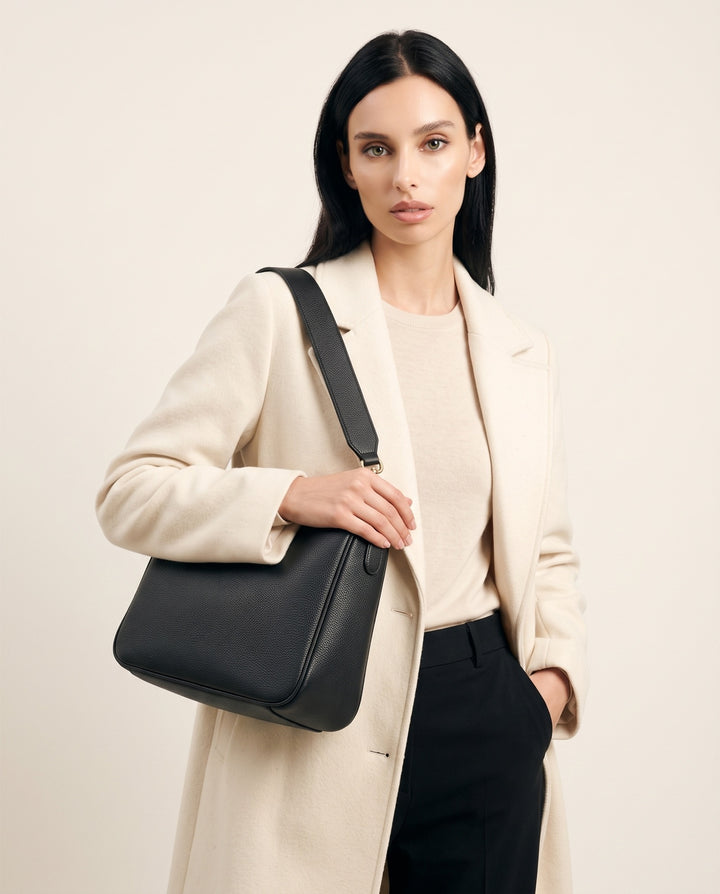 Pebbled Zip Shoulder Bag