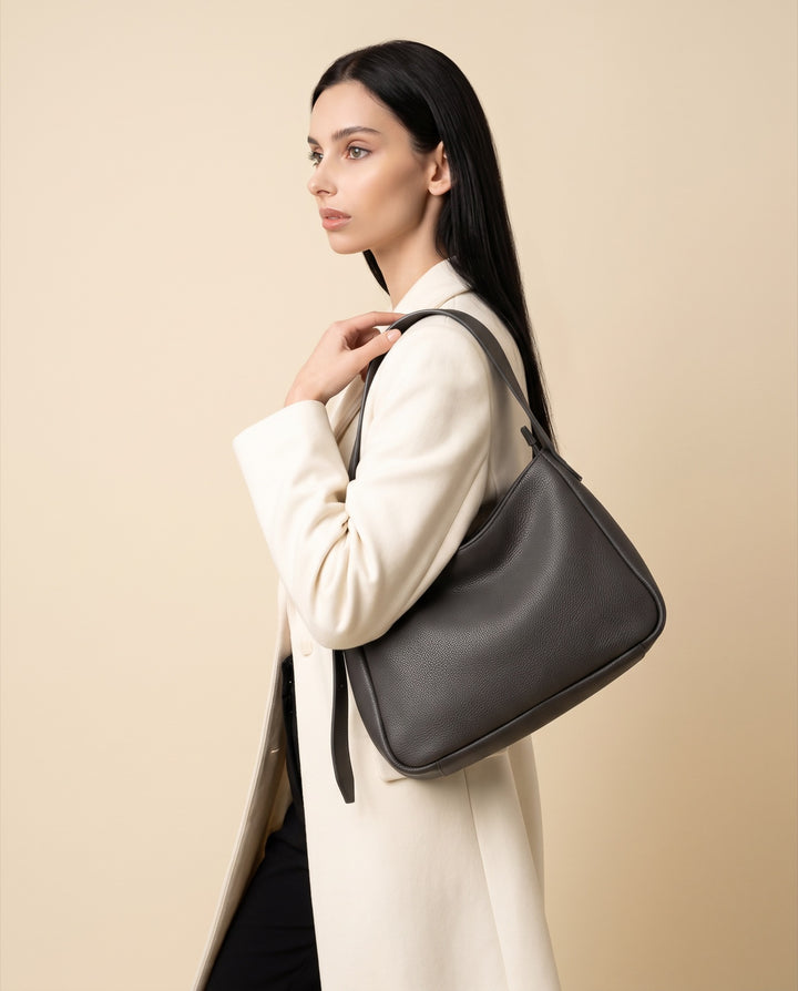 Pebbled Zip Shoulder Bag