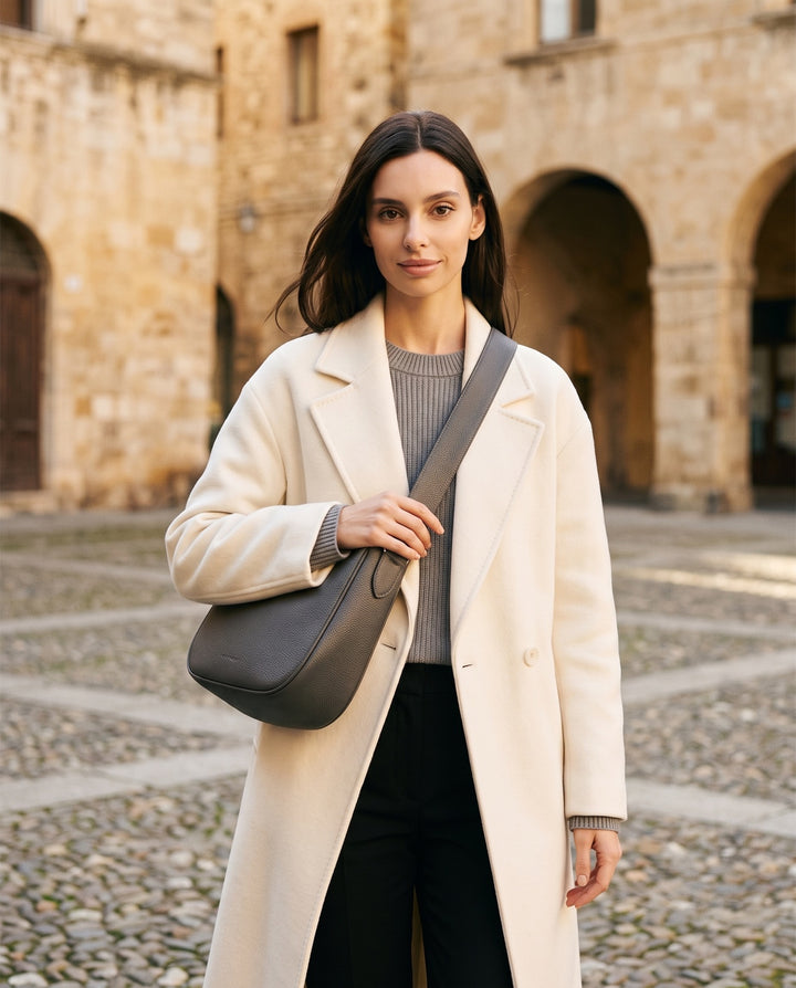 Pebbled Zip Shoulder Bag
