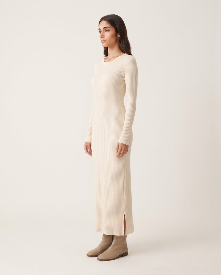 High-Scoop Rib Knit Maxi Dress