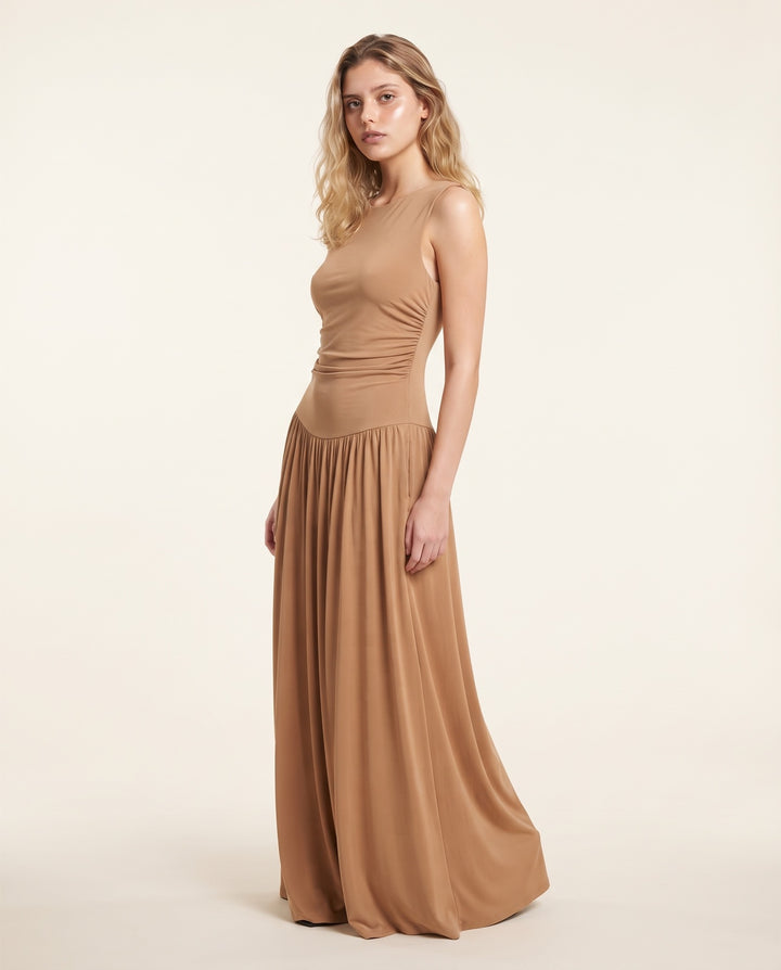 Dropped-Waist Jersey Maxi Dress