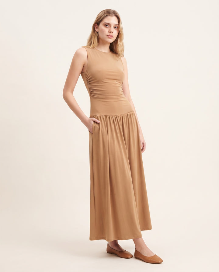 Dropped-Waist Jersey Maxi Dress