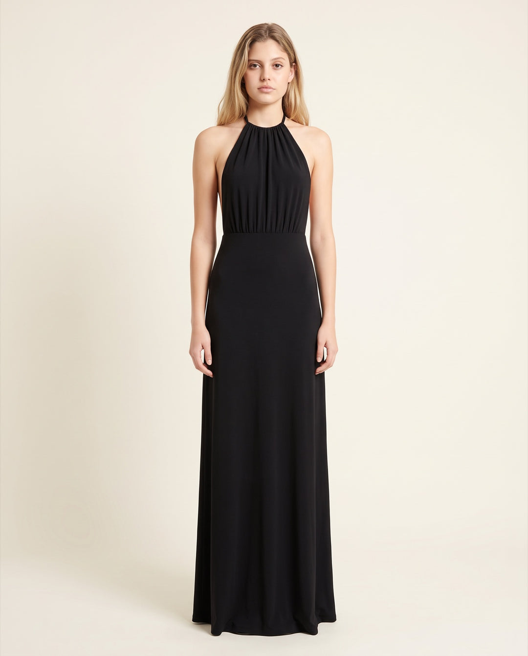Halter Open-Back Jersey Maxi Dress