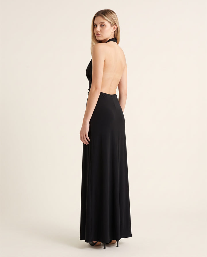 Halter Open-Back Jersey Maxi Dress