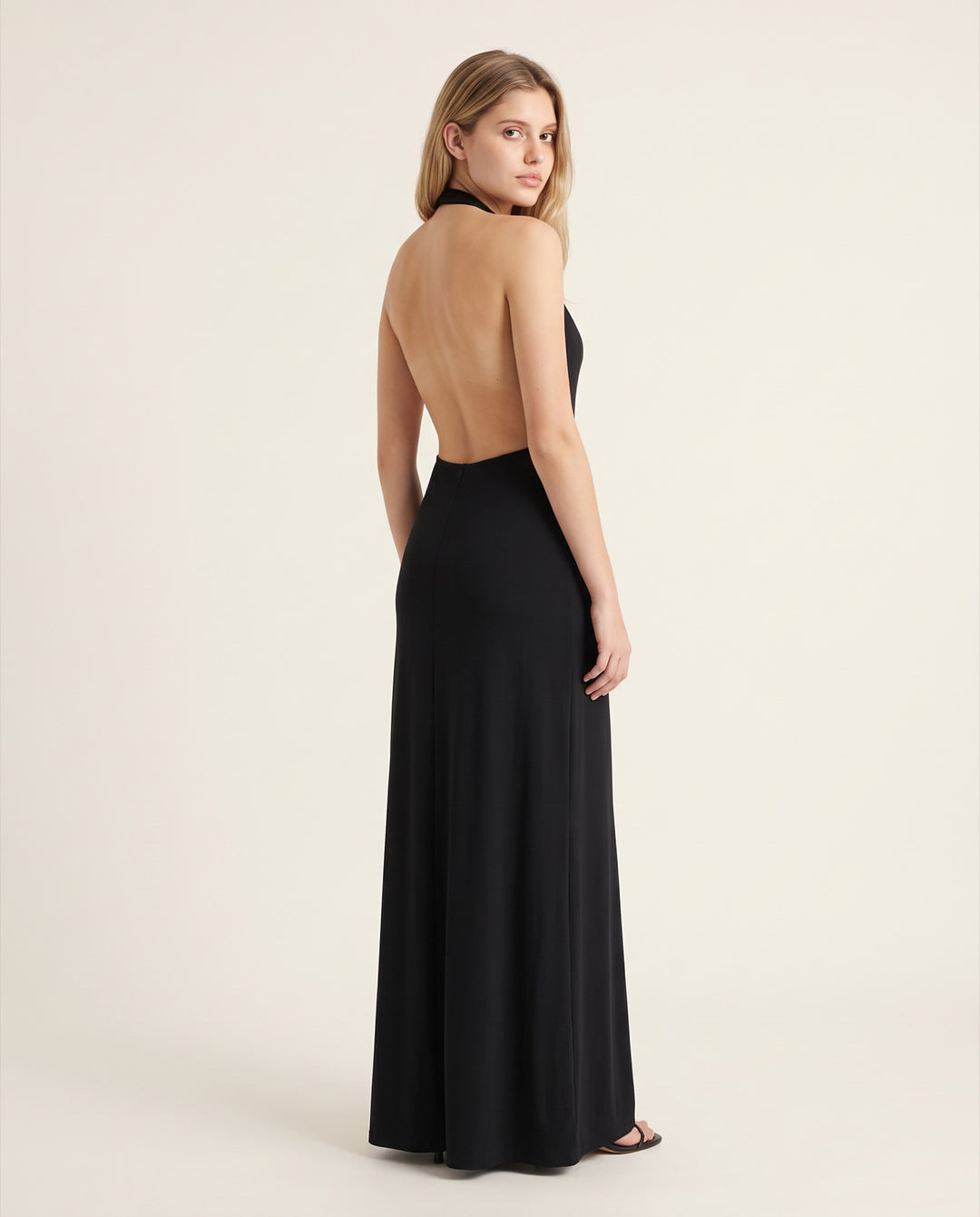 Halter Open-Back Jersey Maxi Dress