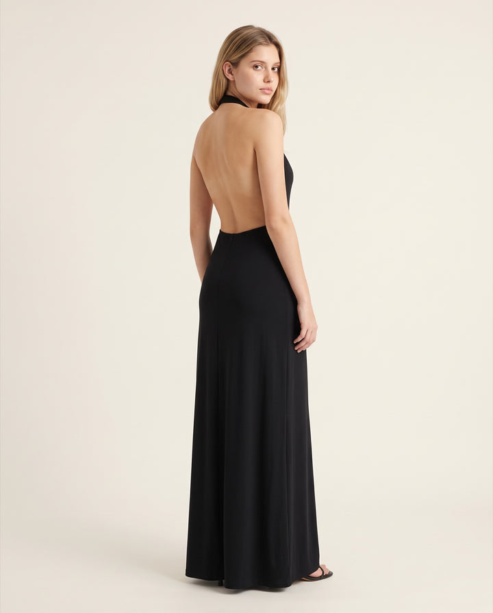 Halter Open-Back Jersey Maxi Dress