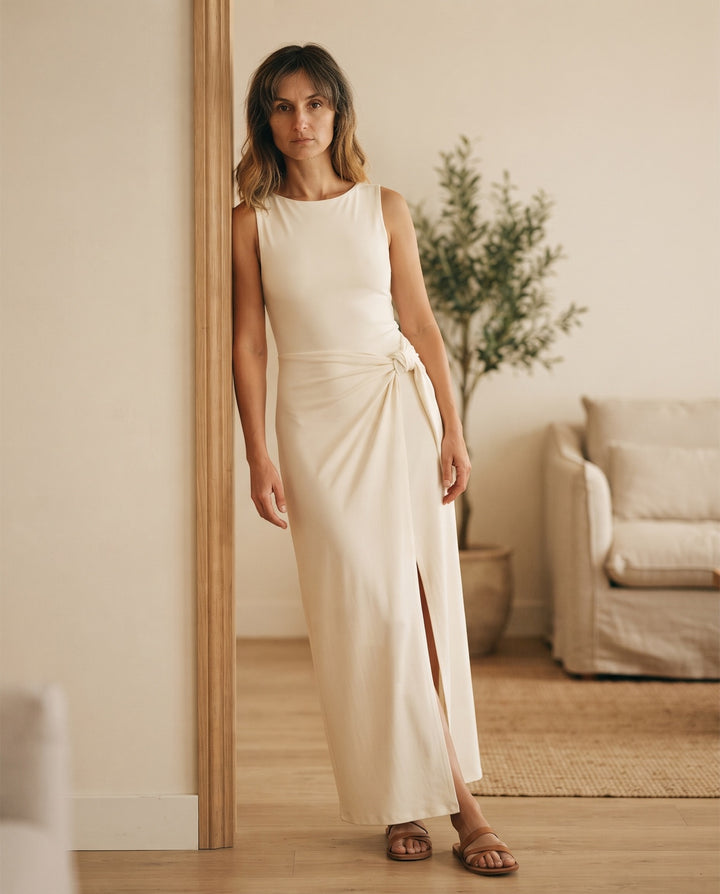 Knot-Waist Jersey Maxi Dress