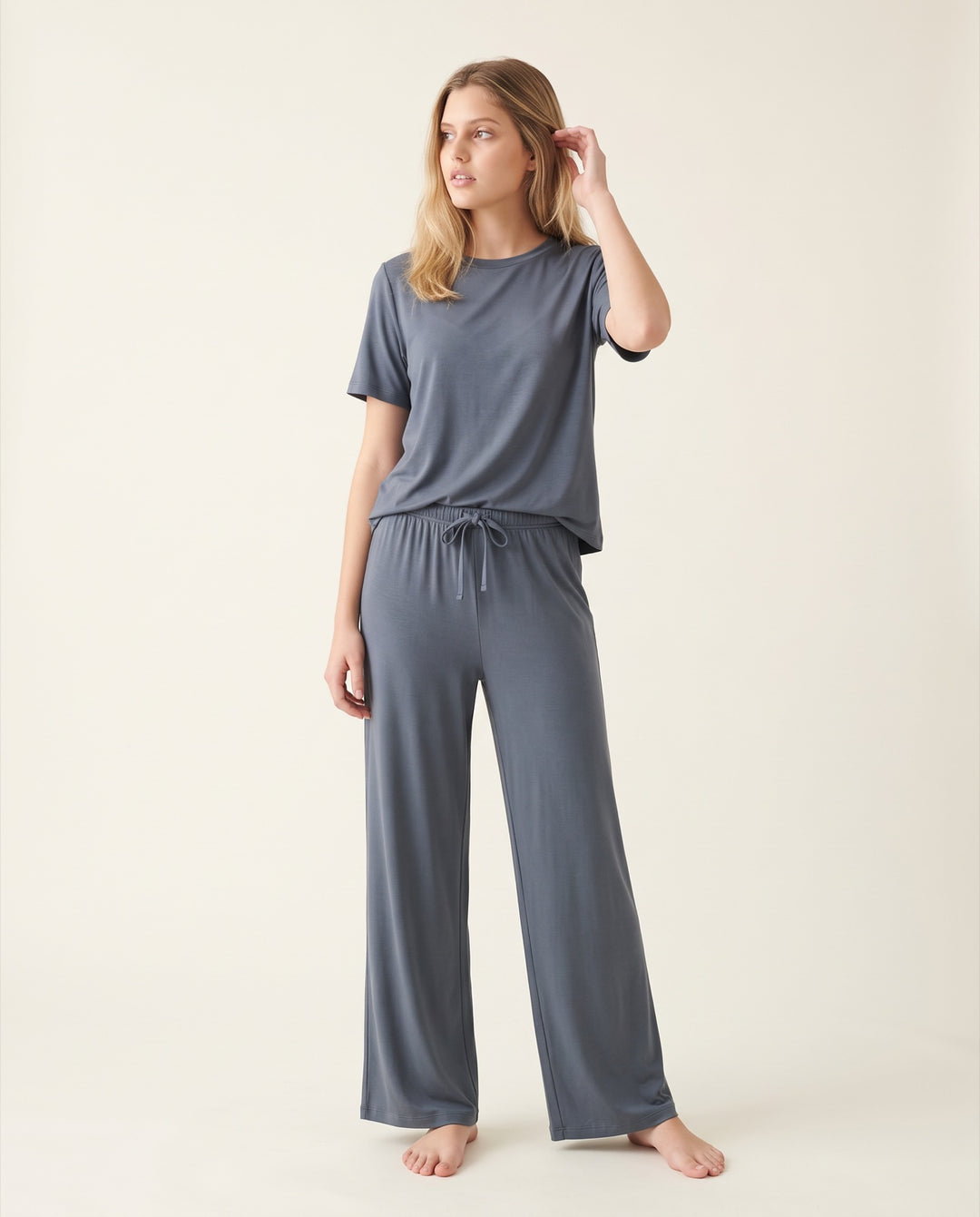 Modal Tee and Wide-Leg Pajama Set