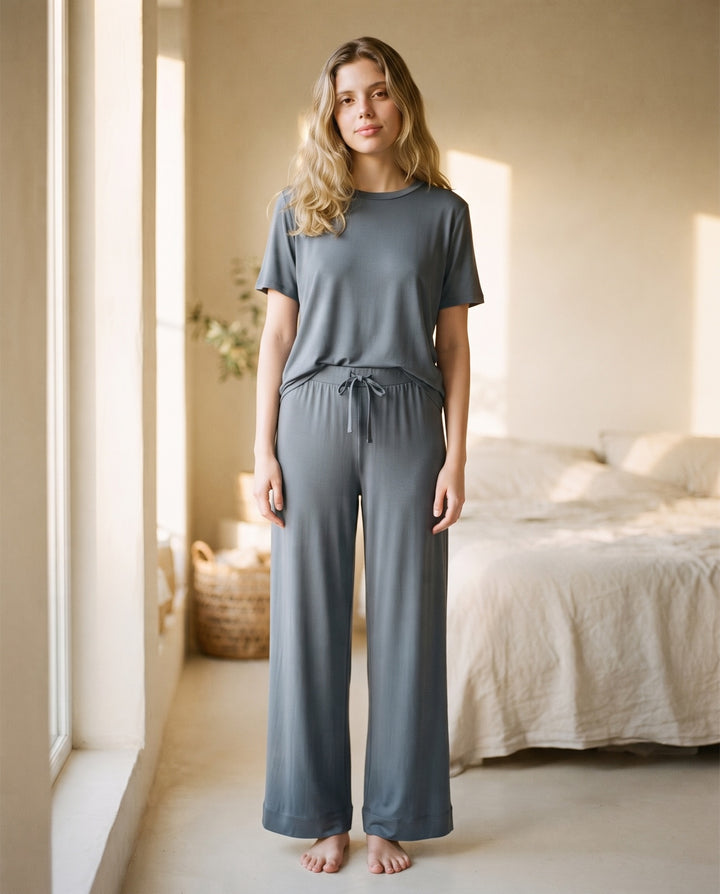 Modal Tee and Wide-Leg Pajama Set