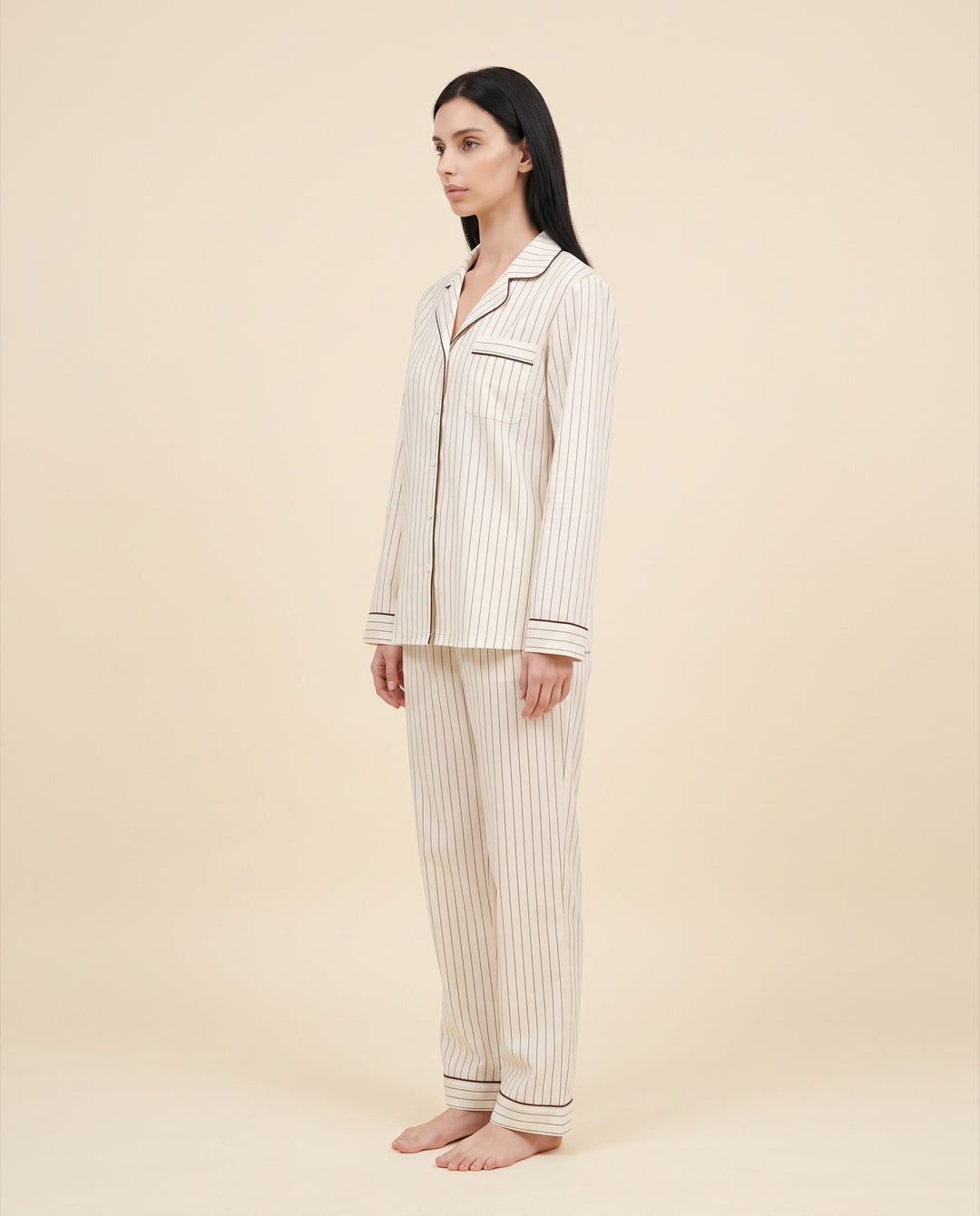 Pinstripe Cotton Long Pajama Set
