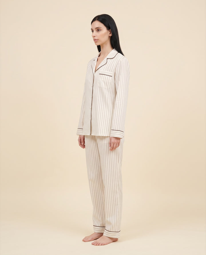 Pinstripe Cotton Long Pajama Set