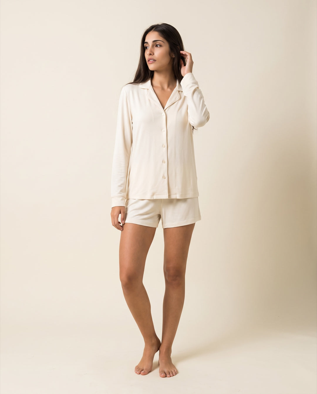 Modal Long-Sleeve Pajama Short Set