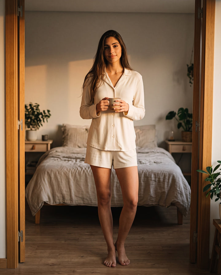 Modal Long-Sleeve Pajama Short Set