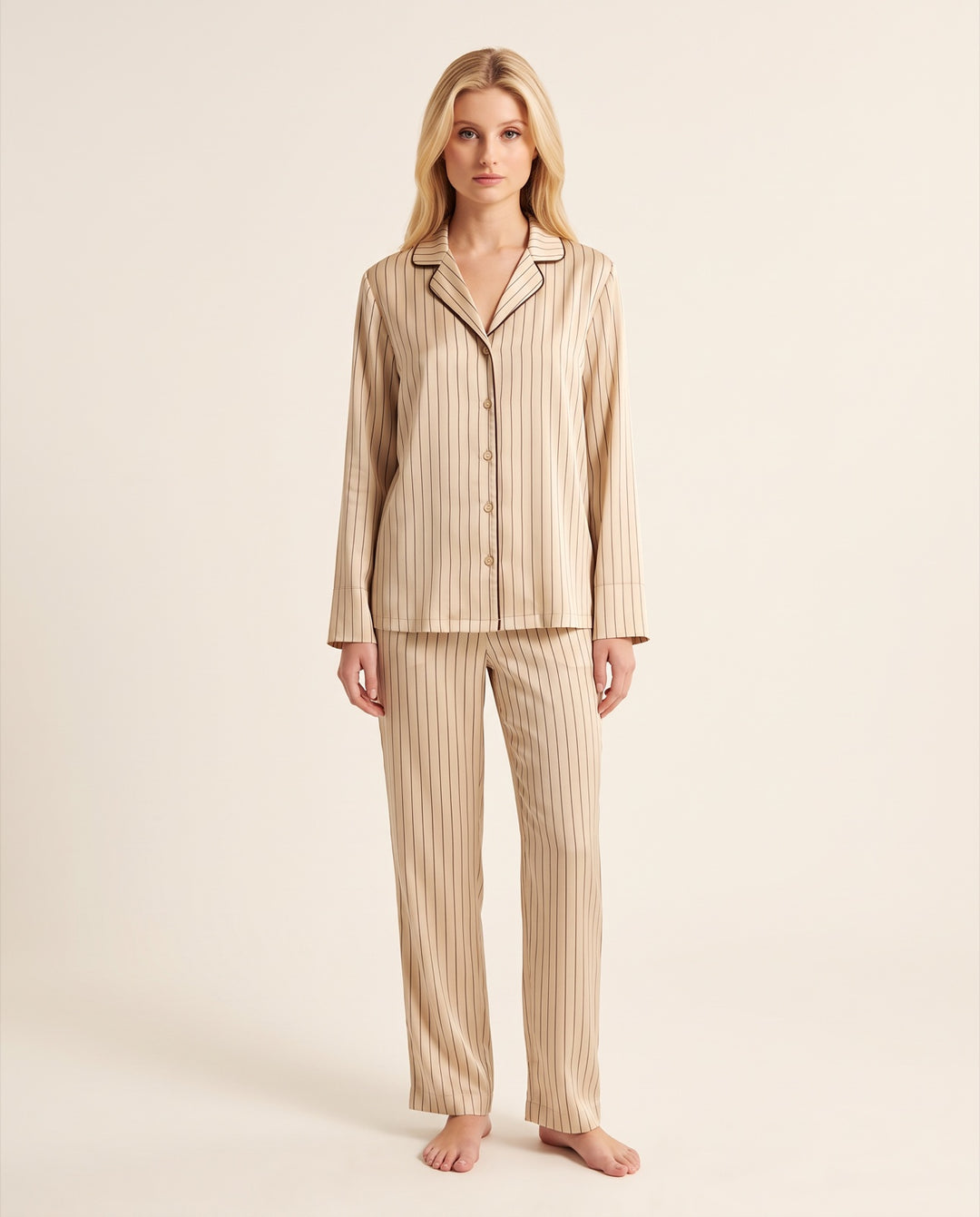Pinstripe Satin Pajama Set