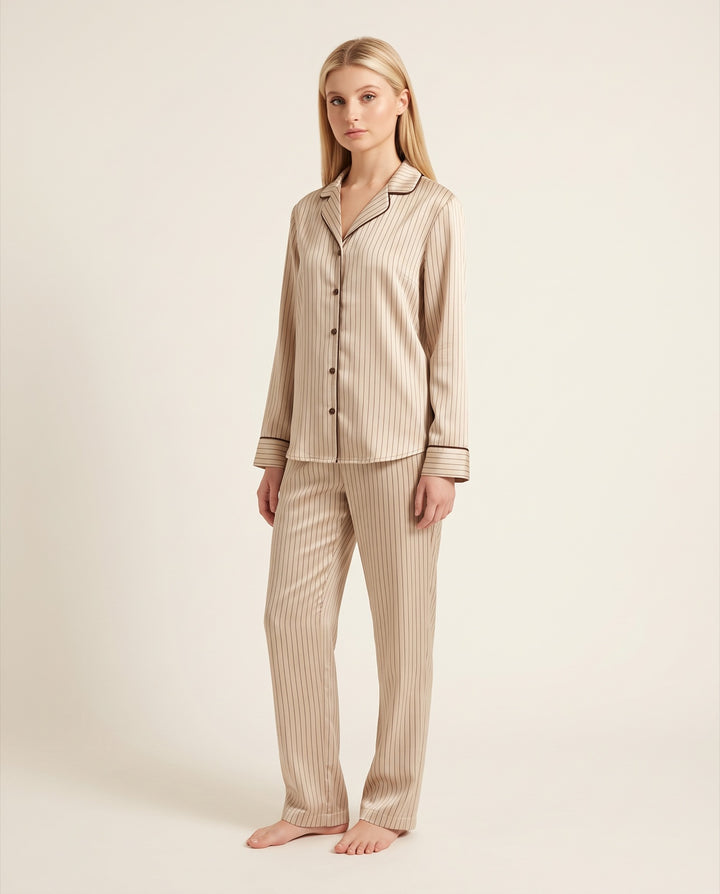 Pinstripe Satin Pajama Set