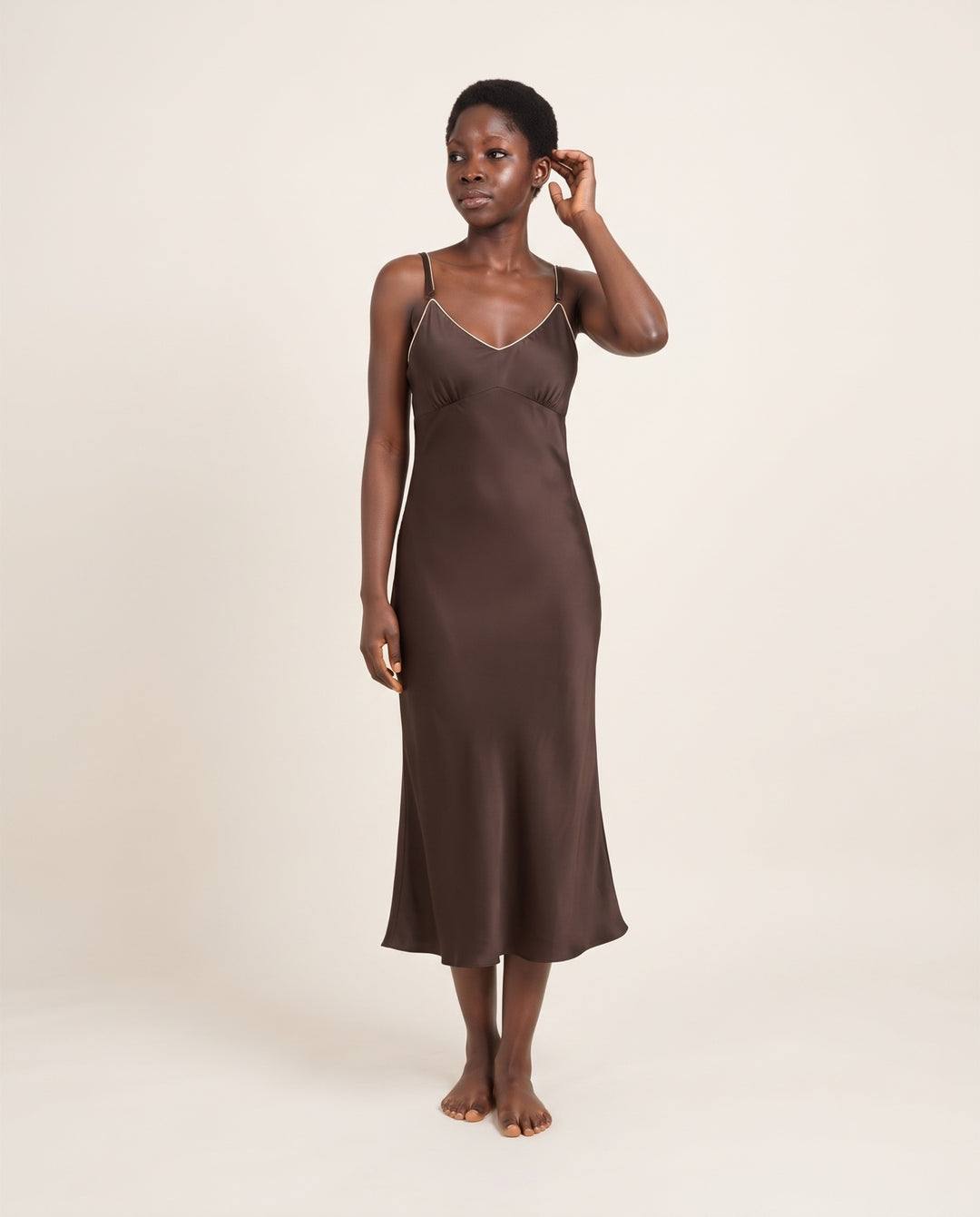 Piped Satin Slip Nightgown