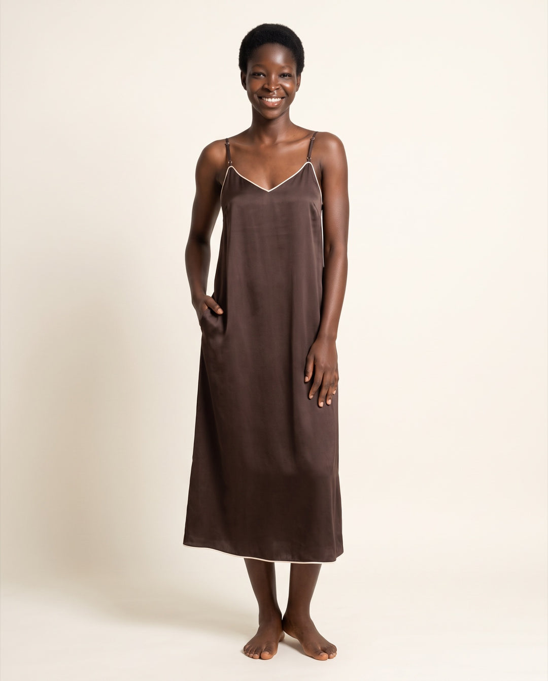 Piped Satin Slip Nightgown