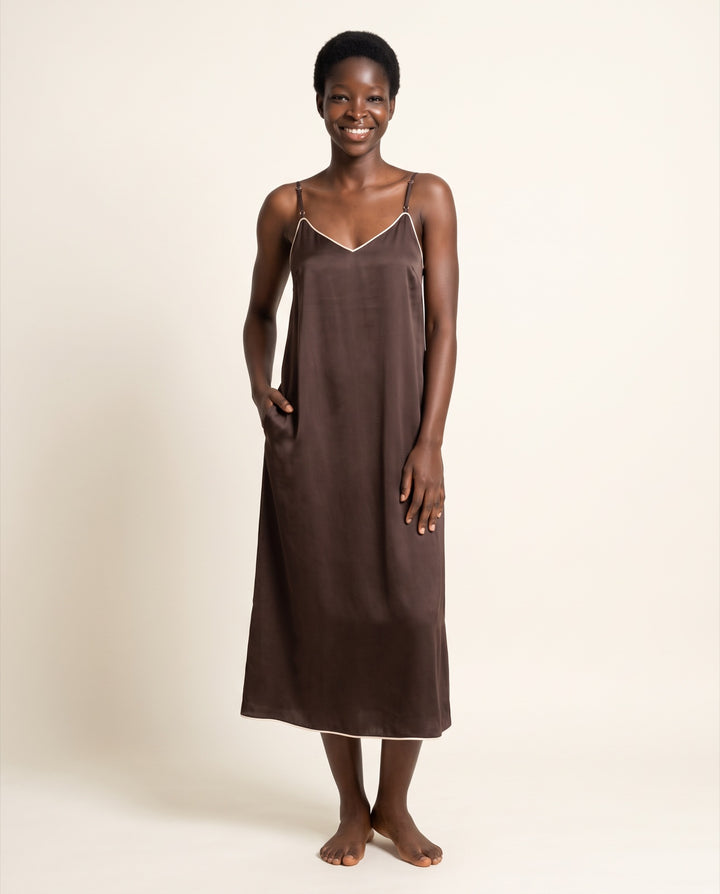 Piped Satin Slip Nightgown