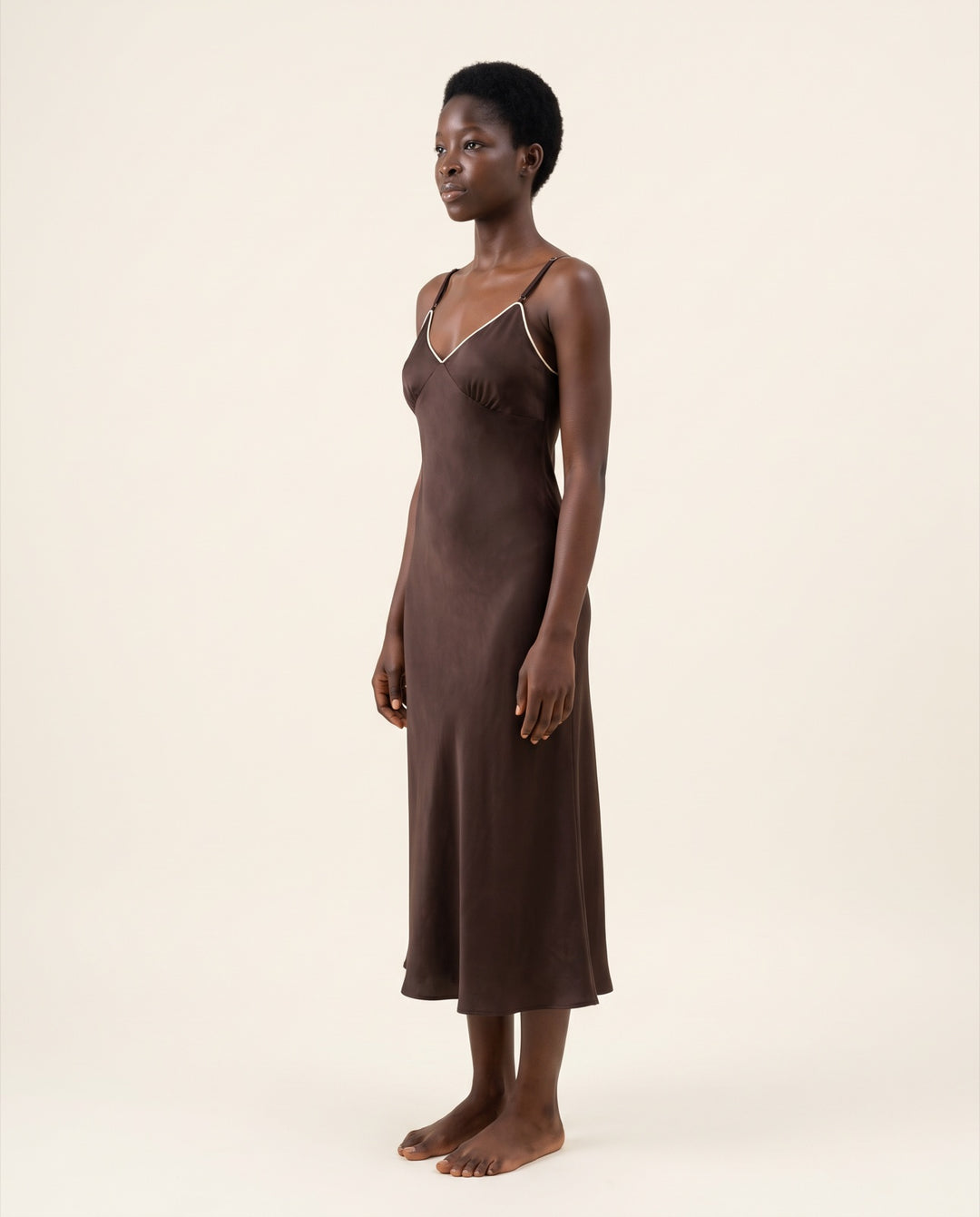 Piped Satin Slip Nightgown