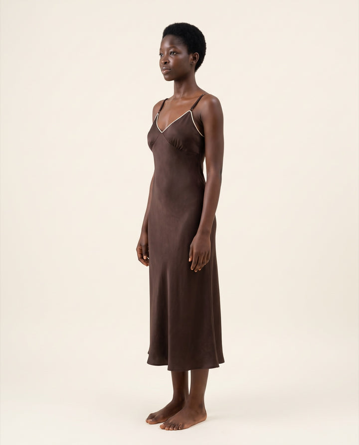 Piped Satin Slip Nightgown