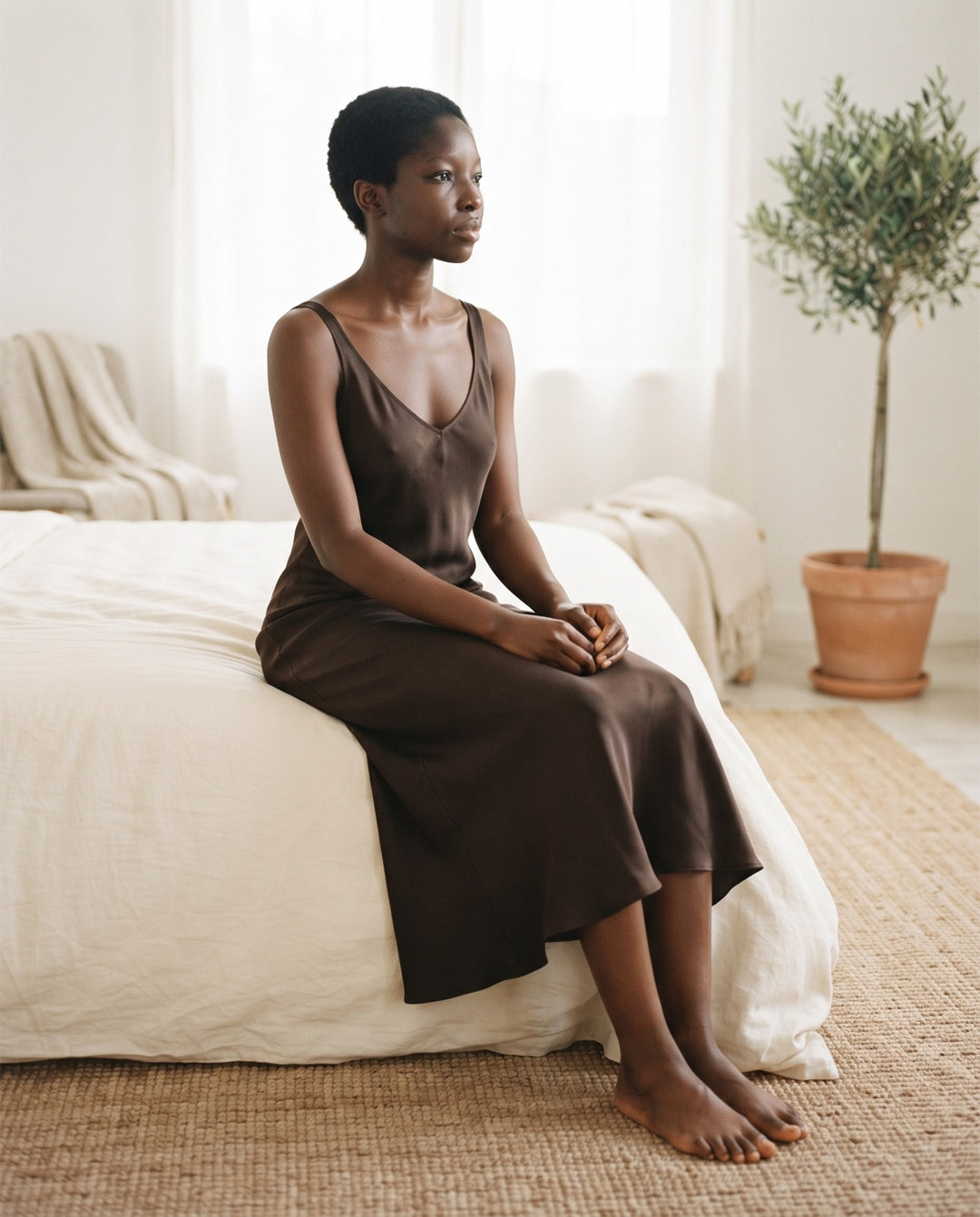 Piped Satin Slip Nightgown